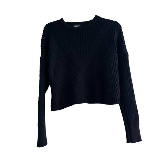 Express Ribbed Design Crew Neck Sweater Black Pullover Knit XS Long Sleeve 2022 - Picture 12 of 13